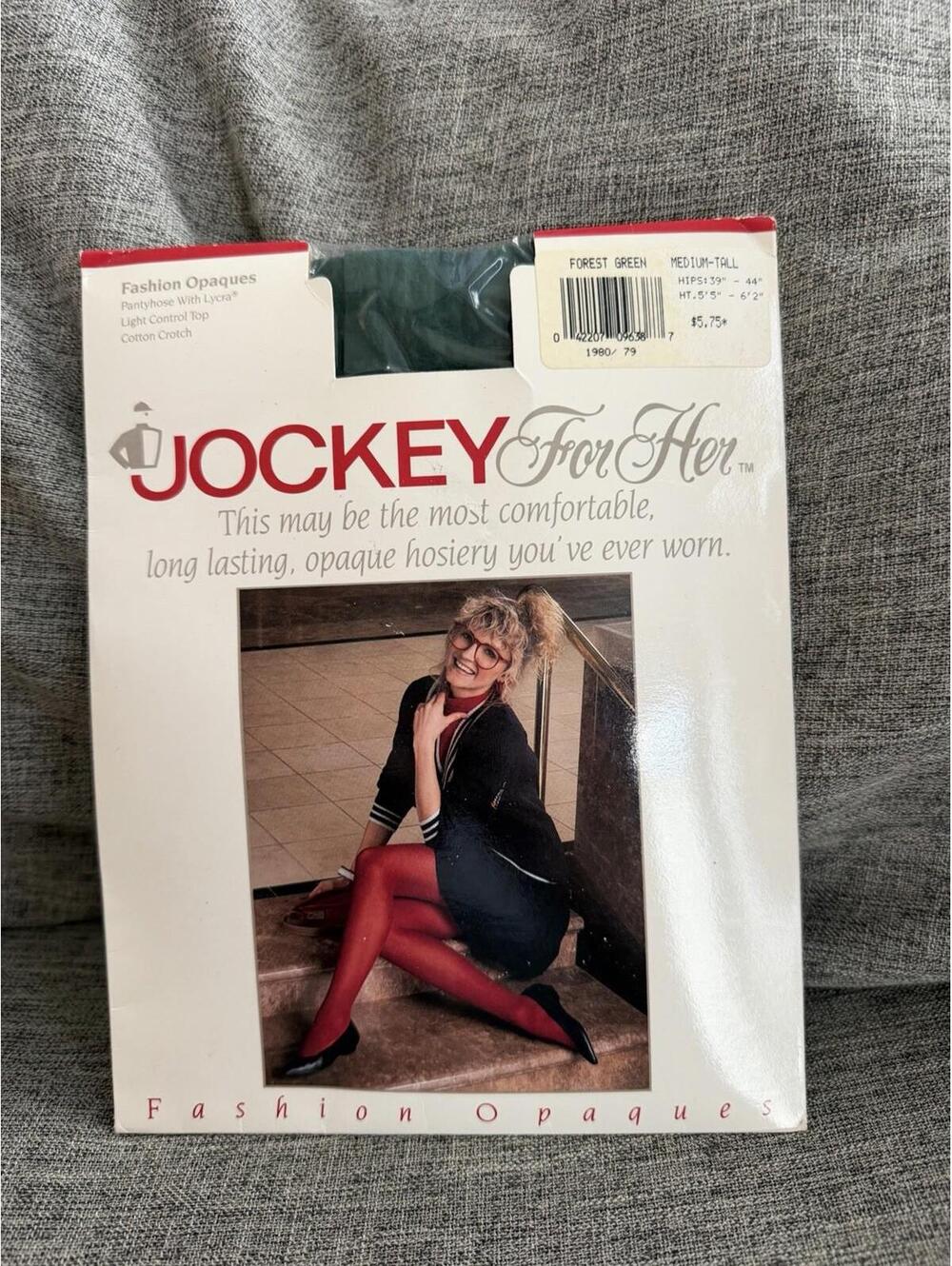 Vintage Jockey For Her Fashion Opaques Pantyhose Medium Tall Forest Green New